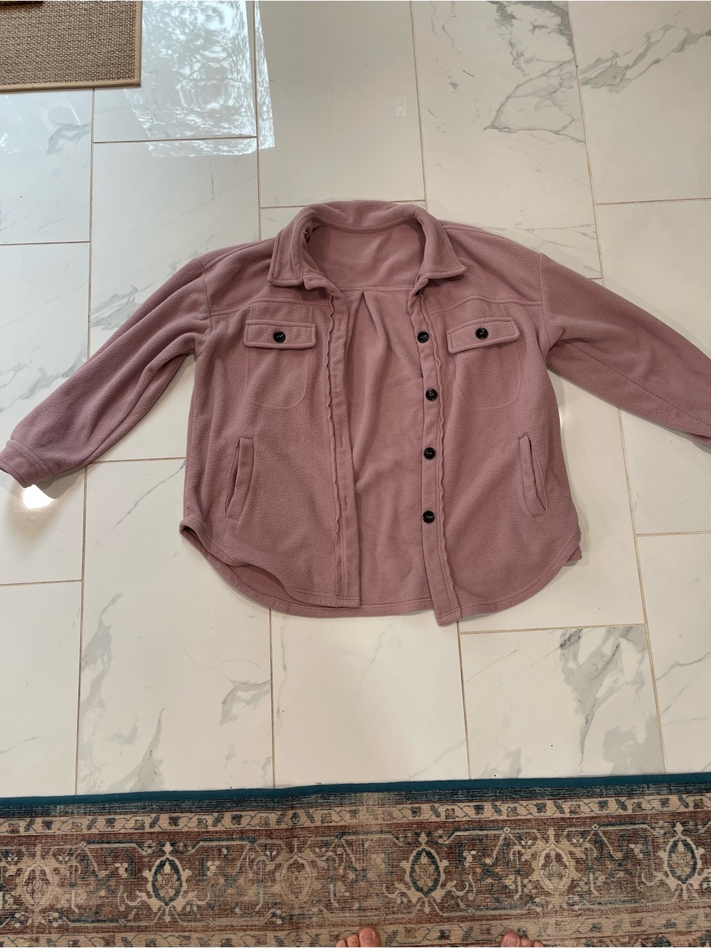 Mauve Pink Fleece Button-Up Shacket